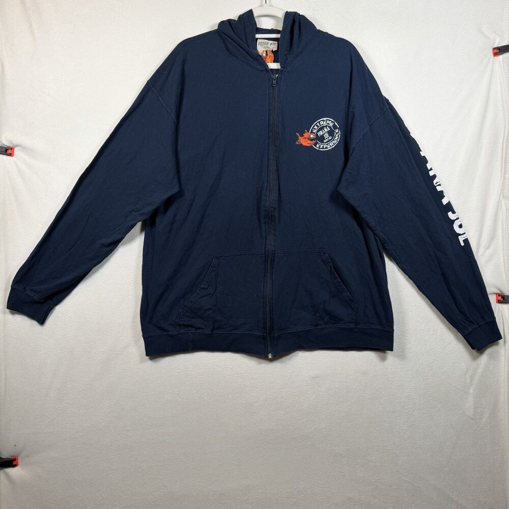 Pirana Joe Hoodie Jacket Men’s XXL Navy Full Zip Graphic Puerto Rico Surf